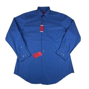 Alfani Slim Fit STRETCH Blue pin dot Long Sleeve Button Down Shirt Mens M NWT
